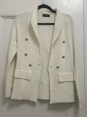 Junees Blazer Novella Brand Off-White Double-Breasted Textured Knit Blazer NWOT